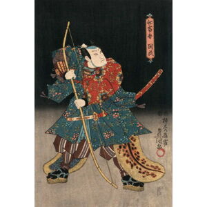 Kunisada, Utagawa (Toyokuni III) - Obrazová reprodukce Ukiyo-e Print of an Actor Playing a Samurai by Kunisada, (26.7 x 40 cm)