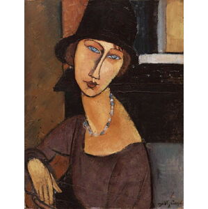 Modigliani, Amedeo - Obrazová reprodukce Jeanne Hebuterne wearing a hat, (30 x 40 cm)