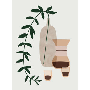 Ilustrace Boho coffee for two, Blursbyai, (30 x 40 cm)
