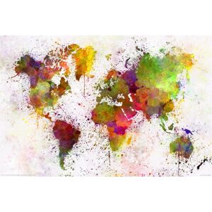Plakát, Obraz - World Map - Watercolour, (91.5 x 61 cm)