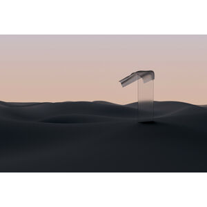 Umělecká fotografie Render of a piece of glass alone in the desert with a cloth series 3, Javier Pardina, (40 x 26.7 cm)