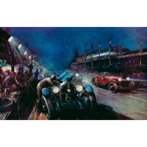 Crosby, Frederick Gordon (1885-1943) - Obrazová reprodukce Le Mans 24-hour race, (40 x 24.6 cm)