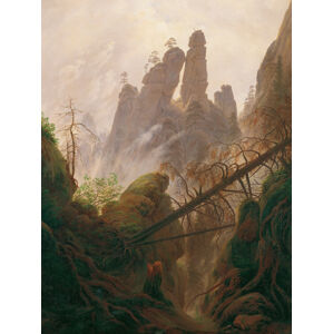 Obrazová reprodukce Rocky landscape in the Elbe Sandstone Mountains (Vintage Painting)  - Caspar David Friedrich, (30 x 40 cm)