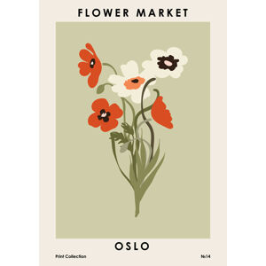 Ilustrace Flower Market Oslo, NKTN, (30 x 40 cm)