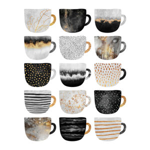 Ilustrace Pretty Coffee Cups, Elisabeth Fredriksson, (30 x 40 cm)