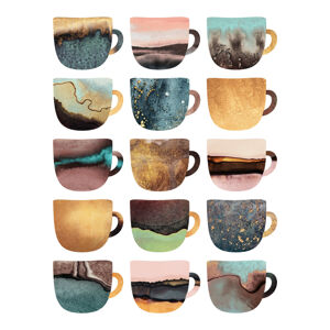 Ilustrace Earthy Coffee Cups, Elisabeth Fredriksson, (30 x 40 cm)