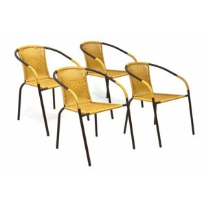 Garthen 35123 Sada 4 kusů zahradních židlí s polyratanovým výpletem - béžová