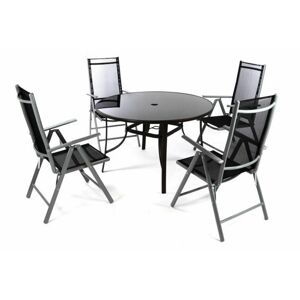 Garthen 46974 Zahradní set - 4 polohovatelné židle a stůl - černá