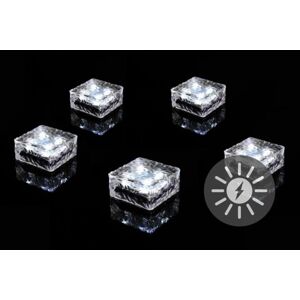 Nexos  55817 sada 5 ks solárního osvětlení - skleněná cihla 4 LED bílé 10x10x5 cm