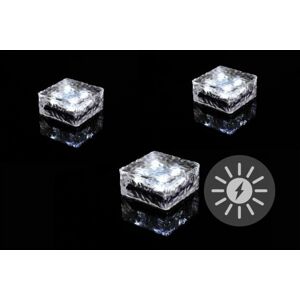 Nexos  55827 Sada 3 ks solárního osvětlení - skleněná cihla 4 LED bílá 10x10x5 cm