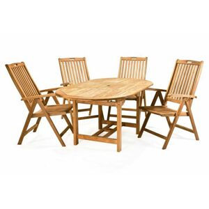 DIVERO 2342 Zahradní nábytek z týkového dřeva - 1x stůl, 4x masivní židle