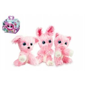 Zvířátko tuláček pejsek/kočička/králík růžový plyš 10cm s doplňky v krabici24x20x10cm FUR BALLS - PINK