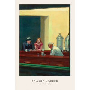Obrazová reprodukce Inside Nighthawks (Retro Diner, Conversatio) - Edward Hopper, (26.7 x 40 cm)