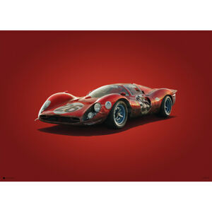 Umělecký tisk Ferrari 412P - Red - Daytona - 1967, (70 x 50 cm)