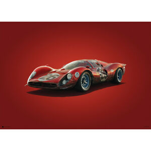 Umělecký tisk Ferrari 412P - Red - Daytona - 1967, 70 × 50 cm
