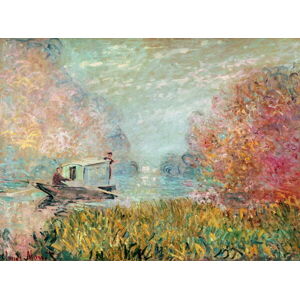Monet, Claude - Obrazová reprodukce The Boat Studio on the Seine, 1875, (40 x 30 cm)