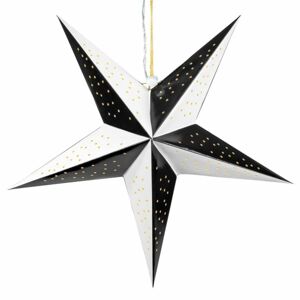 Nexos 64574 Vánoční dekorace hvězda s časovačem - 10 LED, černo-bílá