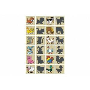 Pexeso zvířátka a jejich stíny dřevo společenská hra 12ks v krabičce 16,5x12,5x1,5cm