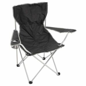 Divero 33263 Skládací kempingová židle s držákem nápojů černá