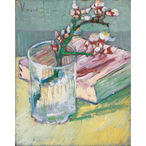Obrazová reprodukce Flowering almond branch in a glass with a book, 1888, Gogh, Vincent van, 30 × 40 cm