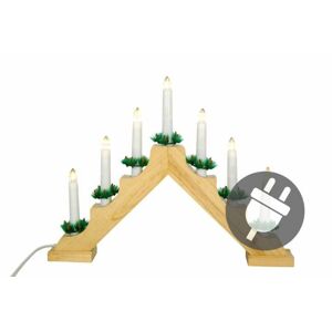 Nexos 29213 Vánoční dekorace - Klasický dřevěný svícen - 7 LED diod, teple bíl