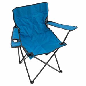 Skládací kempingová židle s držákem nápojů - modrá
