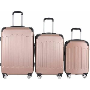 Vojagor 74207 Sada cestovních kufrů 3-dílná, tvrdý plast, rosa gold