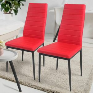Sada jídelních židlí s PU kůže, červené, 2 ks