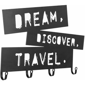 Nástěnný věšák se čtyřmi háčky, Dream, Discover, Travel