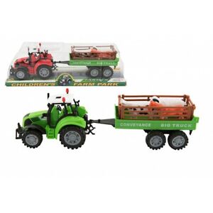 Traktor s přívěsem a zvířátky plast 34cm na setrvačník