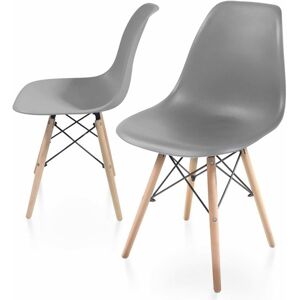 Miadomodo 76164 Miadomodo Sada 2 jídelních židlí s plastovým sedákem, šedá