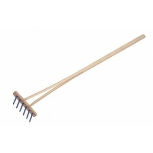 Hrábě modré s násadou s 6 kolíky dřevo/plast 90 cm nářadí