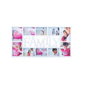 Fotorámeček Family na 10 fotografií, bílá, 70 x 32 cm