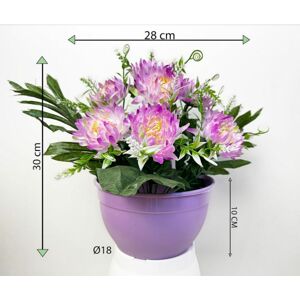 Dekorativní umělá chryzantéma v květináči, fialová, 30 cm