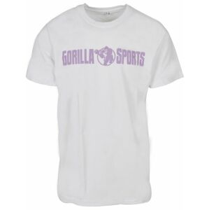 Gorilla Sports Sportovní tričko s potiskem, bílo/fialová, M