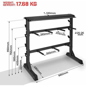 Physionics 88972 Physionics Stojan na činky, 98 x 95 x 48 cm, 300 kg