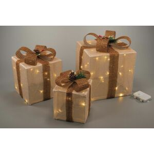 Nexos Vánoční LED dekorace - dárek - 3 velikosti, teple bílá