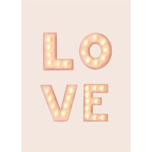 Ilustrace LOVE Light Letters Pink, Aminah Eleonora, (30 x 40 cm)