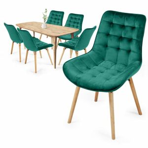 MIADOMODO Sada prošívaných jídelních židlí, zelená 6 ks