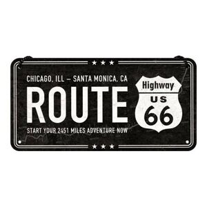 Plechová cedule Route 66 - Chicago - Santa Monica, (20 x 10 cm)