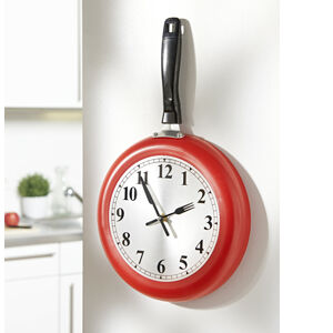 Magnet 3Pagen Kuchyňské hodiny "Pánev" červená