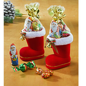 2 boty Santa Claus plněné cukrovinkami