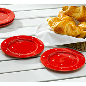 Magnet 3Pagen Talíř na snídani "Puntíky" červená-bílá