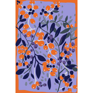 Ilustrace Blue And Orange Berries, Treechild, (26.7 x 40 cm)