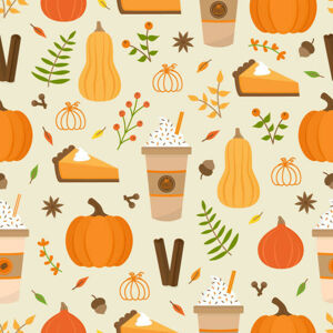 Ilustrace Pumpkin spice seamless pattern, Kristyna Vagnerova, (40 x 40 cm)