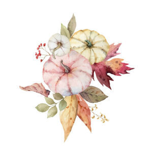 Ilustrace A watercolor vector bouquet for Thanksgiving, a greeting arrangement with colorful pumpkins, autumn branches and leaves isolated on white ba