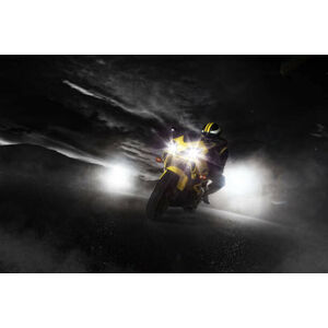 Umělecká fotografie Supersport motorcycle driver at night with, Jag_cz, (40 x 26.7 cm)
