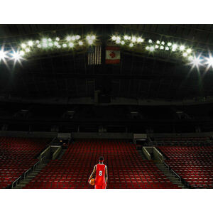Umělecká fotografie Basketball player standing on court holding, Ryan McVay, (40 x 30 cm)