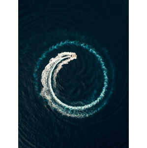 Umělecká fotografie Aerial view of a motorboat circling, Abstract Aerial Art, (30 x 40 cm)