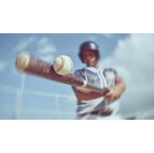 Umělecká fotografie Baseball, baseball player and bat ball, PeopleImages, (40 x 22.5 cm)